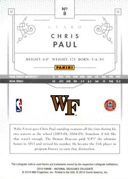 2016 Panini National Treasures Collegiate - Gold #8 Chris Paul Back
