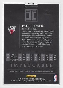2016-17 Panini Impeccable #115 Paul Zipser Back
