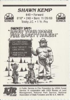 1990-91 Seattle SuperSonics Smokey #NNO Shawn Kemp Back