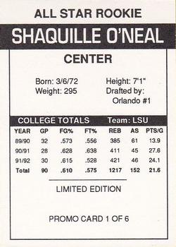 1993-94 Arena Sports Shaquille O'Neal (Unlicensed) - Promos (Unlicensed) #1 Shaquille O'Neal Back