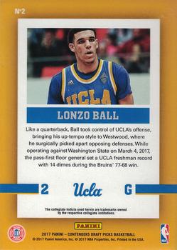 2017 Panini Contenders Draft Picks - School Colors #2 Lonzo Ball Back