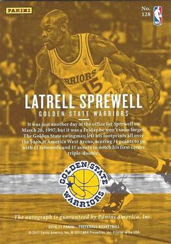 2016-17 Panini Preferred - Autographs Gold #128 Latrell Sprewell Back