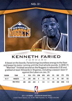 2017-18 Panini Ascension #31 Kenneth Faried Back
