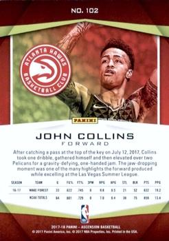 2017-18 Panini Ascension #102 John Collins Back