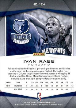 2017-18 Panini Ascension #124 Ivan Rabb Back