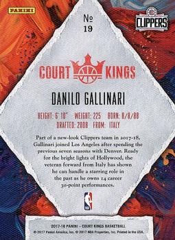 2017-18 Panini Court Kings #19 Danilo Gallinari Back