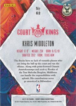 2017-18 Panini Court Kings #62 Khris Middleton Back