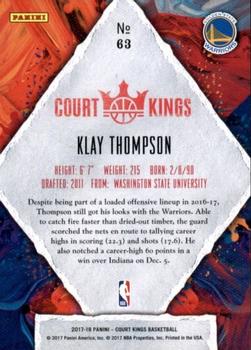 2017-18 Panini Court Kings #63 Klay Thompson Back