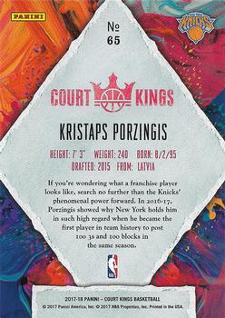 2017-18 Panini Court Kings #65 Kristaps Porzingis Back