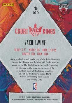 2017-18 Panini Court Kings #100 Zach LaVine Back