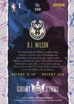 2017-18 Panini Court Kings #106 D.J. Wilson Back