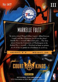 2017-18 Panini Court Kings #167 Markelle Fultz Back