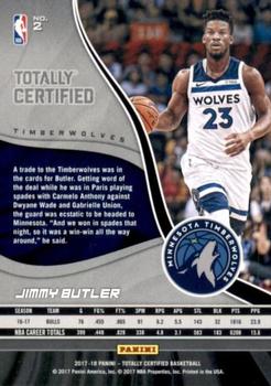 2017-18 Panini Totally Certified #2 Jimmy Butler Back