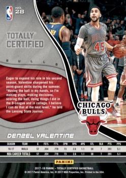 2017-18 Panini Totally Certified #28 Denzel Valentine Back