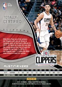 2017-18 Panini Totally Certified #55 Austin Rivers Back