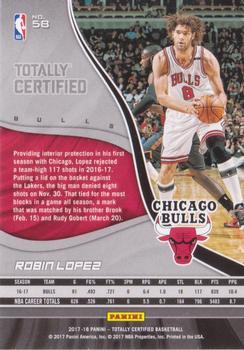 2017-18 Panini Totally Certified #58 Robin Lopez Back