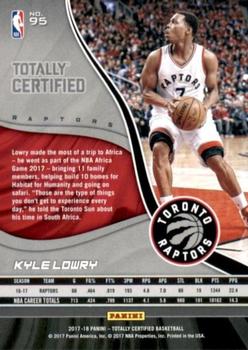 2017-18 Panini Totally Certified #95 Kyle Lowry Back