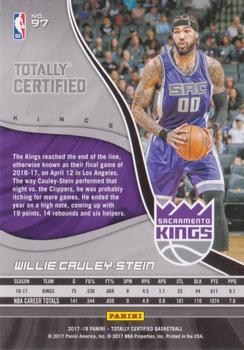 2017-18 Panini Totally Certified #97 Willie Cauley-Stein Back