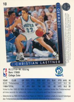 1993-94 Upper Deck Golden Grahams (French) #10 Christian Laettner Back