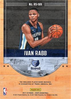 2017-18 Hoops - Rise N Shine Memorabilia #RS-IVR Ivan Rabb Back