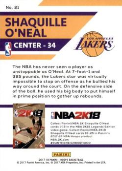 2017-18 Hoops - Shaquille O'Neal NBA2K18 #21 Shaquille O'Neal Back
