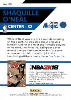 2017-18 Hoops - Shaquille O'Neal NBA2K18 #25 Shaquille O'Neal Back