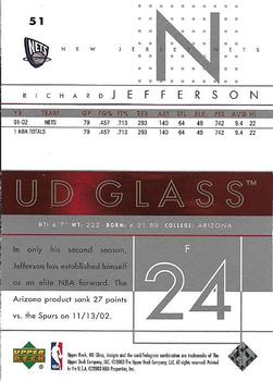 2002-03 UD Glass - UD Promos #51 Richard Jefferson Back