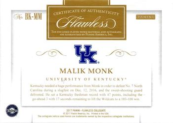 2017 Panini Flawless Collegiate - Rookie Patch Autographs Emerald #BK-MM Malik Monk Back