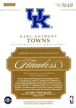 2017 Panini Flawless Collegiate - Team Logo Signatures Gold #TLS-KAT Karl-Anthony Towns Back