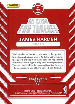 2017-18 Donruss - All Clear for Takeoff #10 James Harden Back