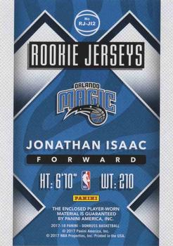 2017-18 Donruss - Rookie Jerseys #RJ-JI2 Jonathan Isaac Back