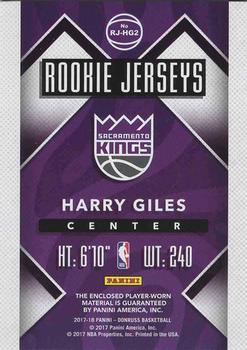 2017-18 Donruss - Rookie Jerseys #RJ-HG2 Harry Giles Back