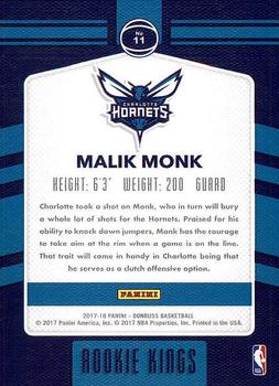 2017-18 Donruss - Rookie Kings #11 Malik Monk Back