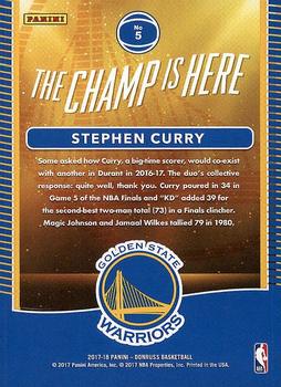 2017-18 Donruss - The Champ is Here #5 Stephen Curry Back