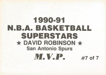 1990-91 N.B.A. Superstars MVP (unlicensed) #7 David Robinson Back