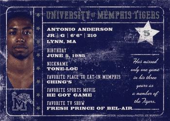 2007-08 Memphis Tigers #NNO Antonio Anderson Back