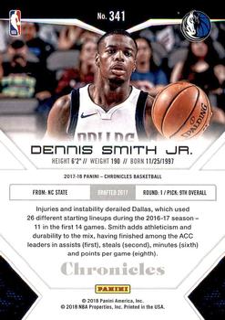 2017-18 Panini Chronicles #341 Dennis Smith Jr. Back