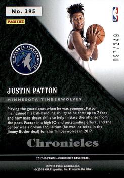 2017-18 Panini Chronicles #395 Justin Patton Back