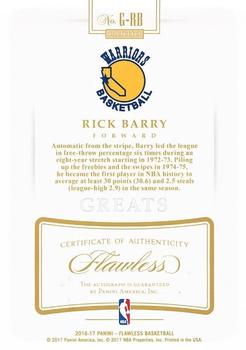 2016-17 Panini Flawless - Greats Ruby #G-RB Rick Barry Back