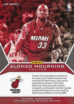 2017-18 Panini Ascension - Making History #MH30 Alonzo Mourning Back
