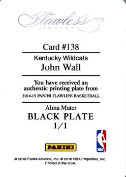 2014-15 Panini Flawless - Printing Plates Black #138 John Wall Back