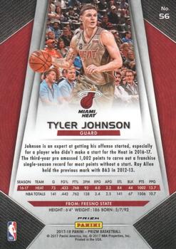 2017-18 Panini Prizm - Prizms Red White and Blue #56 Tyler Johnson Back