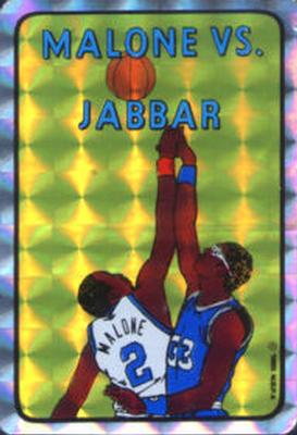 1985 Prism Jewel NBA Stickers #NNO Moses Malone / Kareem Abdul-Jabbar Front