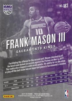 2017-18 Panini Prestige #183 Frank Mason III Back
