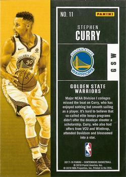 2017-18 Panini Contenders #11 Stephen Curry Back