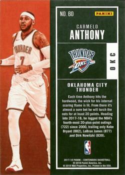2017-18 Panini Contenders #60 Carmelo Anthony Back