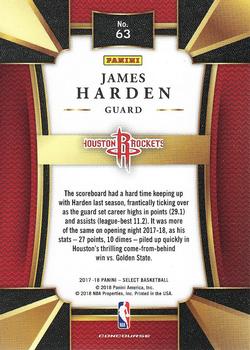 2017-18 Panini Select #63 James Harden Back