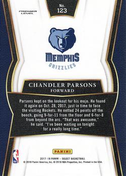 2017-18 Panini Select #123 Chandler Parsons Back