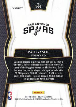 2017-18 Panini Select #144 Pau Gasol Back