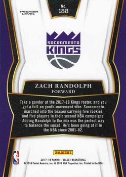 2017-18 Panini Select #188 Zach Randolph Back